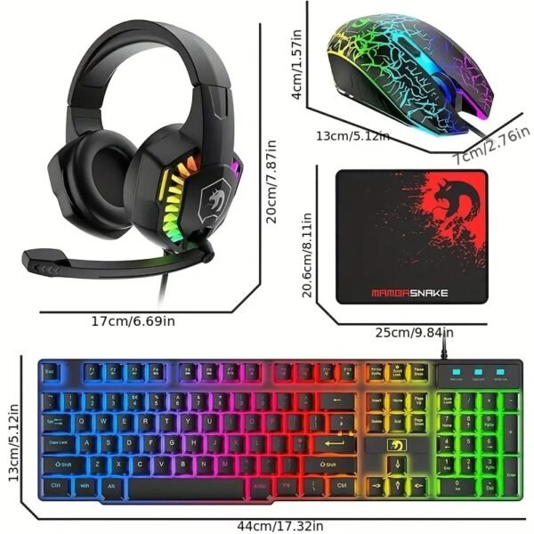 Wired Gaming Keyboard And Mouse Headset Combo - Image 2