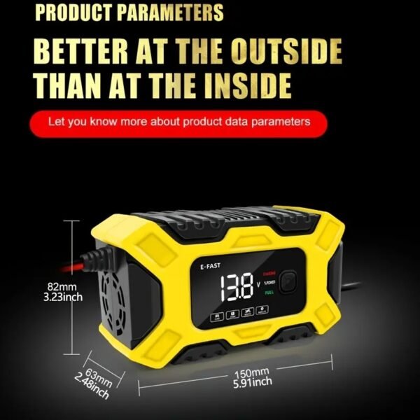 12V 6 Amp Intelligent Automatic Battery Charger/Maintainer with LCD Screen, Impulse Repair & Summer/Winter Modes - Image 2