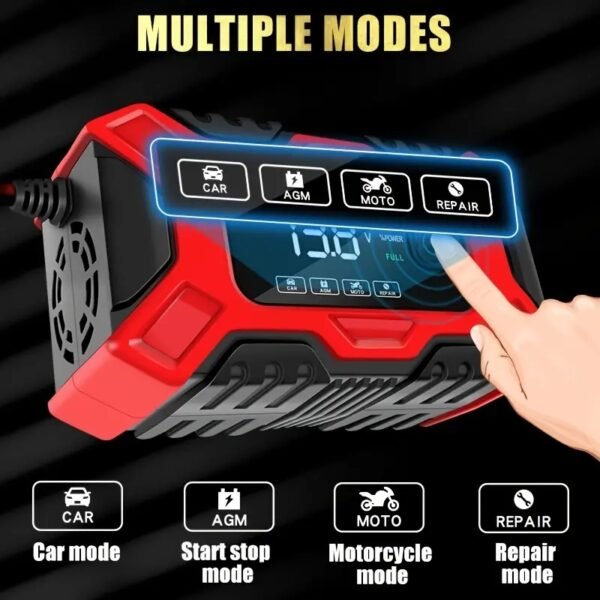 12V 6 Amp Intelligent Automatic Battery Charger/Maintainer with LCD Screen, Impulse Repair & Summer/Winter Modes - Image 4