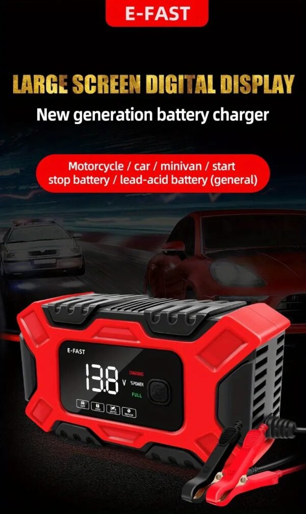 12V 6 Amp Intelligent Automatic Battery Charger/Maintainer with LCD Screen, Impulse Repair & Summer/Winter Modes - Image 3
