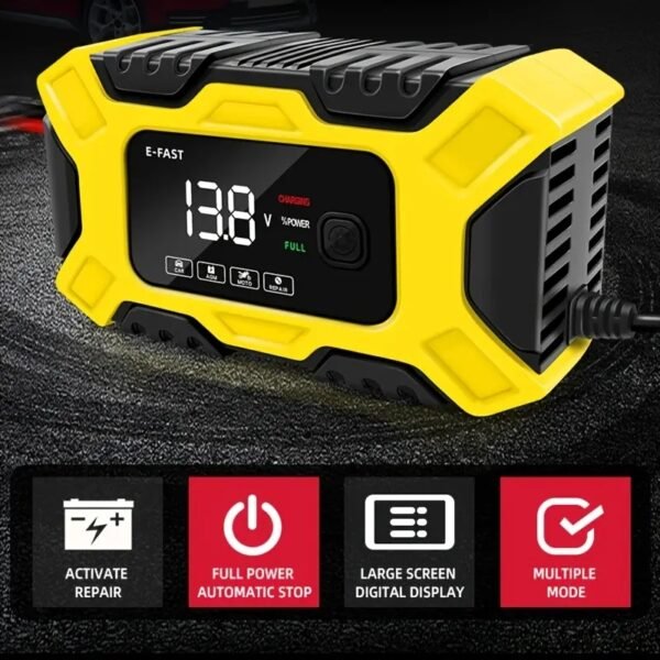 12V 6 Amp Intelligent Automatic Battery Charger/Maintainer with LCD Screen, Impulse Repair & Summer/Winter Modes - Image 8