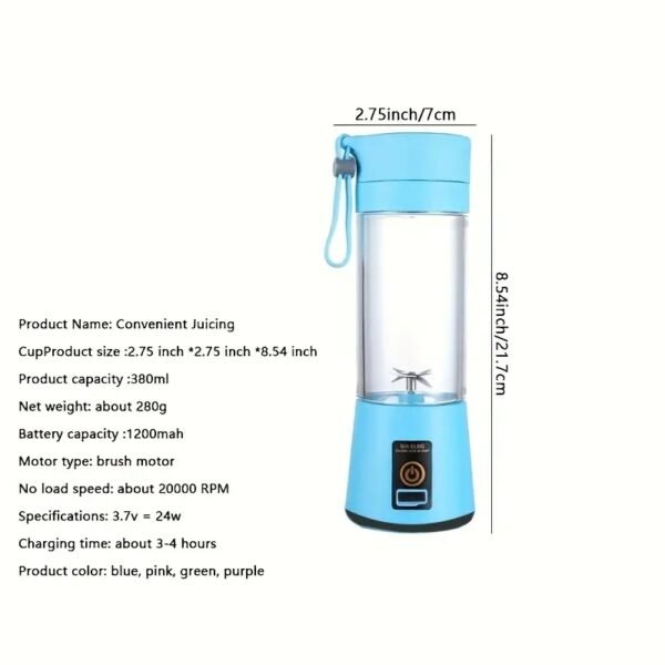 Wireless Portable Blender, Six-leaf Blade USB Rechargeable Mini Juice Blender - Image 3