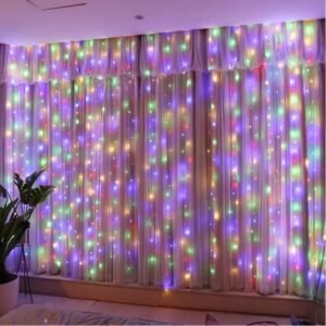 LED Curtain Lights, Garland Fairy String Lights, Holiday Lighting Rainbow Window Lights, Home Decorations 