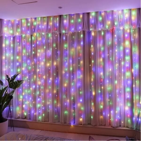 LED Curtain Lights, Garland Fairy String Lights, Holiday Lighting Rainbow Window Lights, Home Decorations 