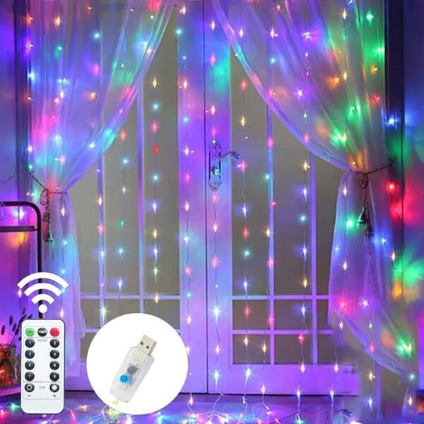 LED Curtain Lights, Garland Fairy String Lights, Holiday Lighting Rainbow Window Lights, Home Decorations  - Image 11
