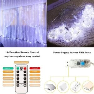 LED Curtain Lights, Garland Fairy String Lights, Holiday Lighting Rainbow Window Lights, Home Decorations 