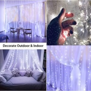 LED Curtain Lights, Garland Fairy String Lights, Holiday Lighting Rainbow Window Lights, Home Decorations 