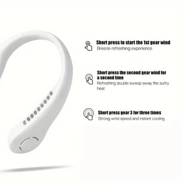 Mini Neck Fan Portable Bladeless Hanging Neck Rechargeable Air Cooler 3 Speed Mini Summer Sports Fans - Image 4