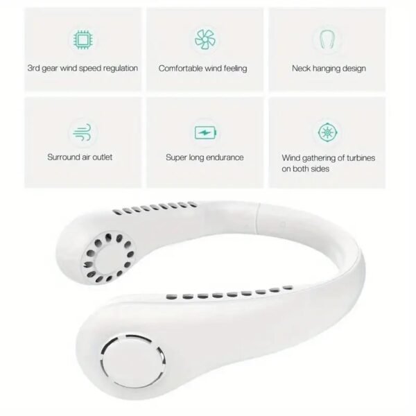 Mini Neck Fan Portable Bladeless Hanging Neck Rechargeable Air Cooler 3 Speed Mini Summer Sports Fans - Image 5