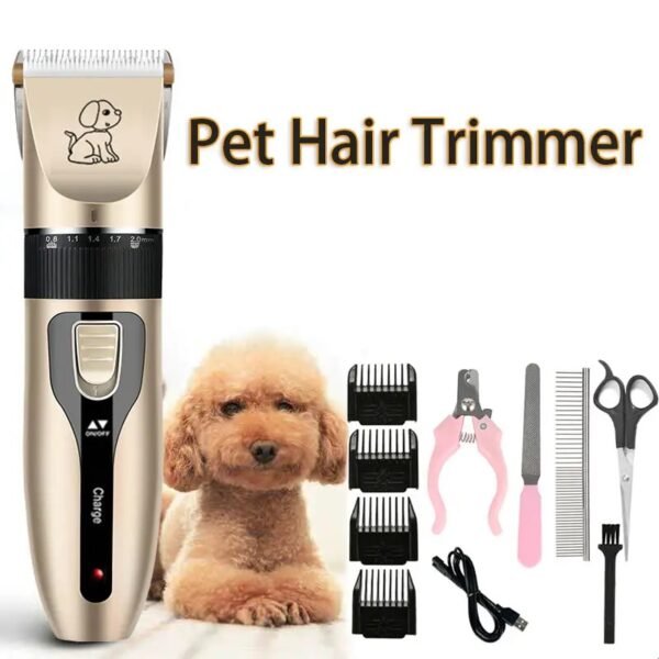 Pet Hair Trimmer Pet Grooming Kit Electric Shaver Nail Clipper Scissors Nail File Hair Comb Brush Set With USB Cable