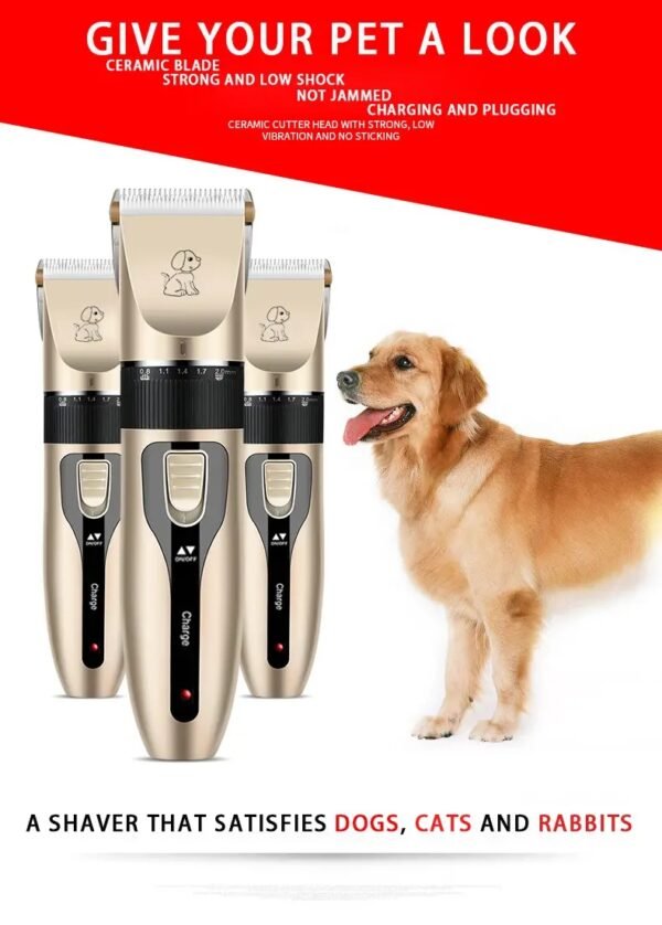 Pet Hair Trimmer Pet Grooming Kit Electric Shaver Nail Clipper Scissors Nail File Hair Comb Brush Set With USB Cable - Image 8