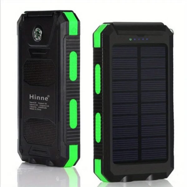 10000mAh Waterproof Solar Mobile Power Bank with Built-in Compass & Hook - Image 4