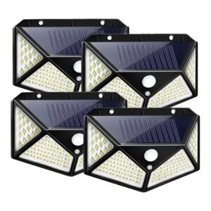 100LED Solar Rechargeable Lights, Outdoor Garden Lights, Camping Lighting, Four-sided Light-emitting Human Body Sensor Lights, Street Lights And Garden Lights