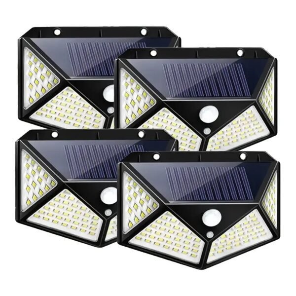 100LED Solar Rechargeable Lights, Outdoor Garden Lights, Camping Lighting, Four-sided Light-emitting Human Body Sensor Lights, Street Lights And Garden Lights