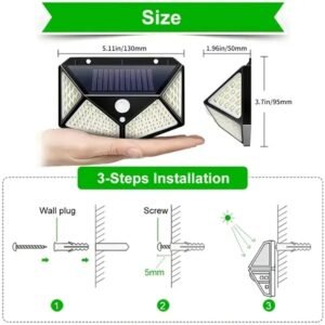 100LED Solar Rechargeable Lights, Outdoor Garden Lights, Camping Lighting, Four-sided Light-emitting Human Body Sensor Lights, Street Lights And Garden Lights