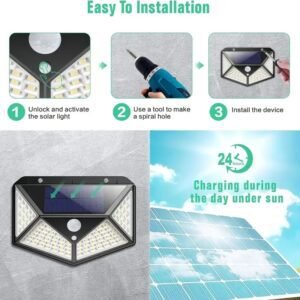 100LED Solar Rechargeable Lights, Outdoor Garden Lights, Camping Lighting, Four-sided Light-emitting Human Body Sensor Lights, Street Lights And Garden Lights