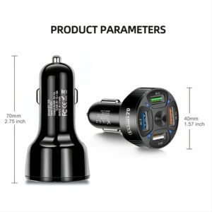 4 In 1 USB Car Charger, 4 Ports Fast Charger Adapter Mini Cigarette Lighter, USB, And Phone Fast Charger