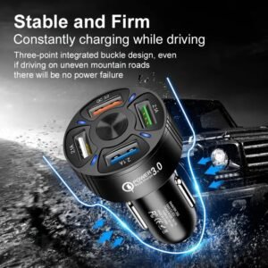 4 In 1 USB Car Charger, 4 Ports Fast Charger Adapter Mini Cigarette Lighter, USB, And Phone Fast Charger